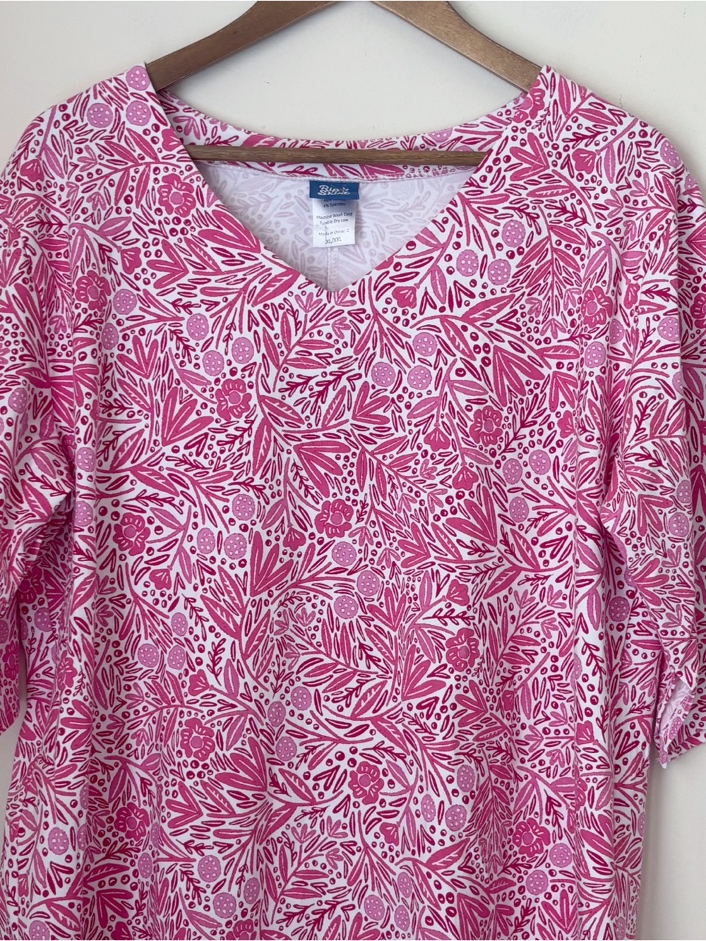 Ripskirt Hawaii Loralei Pink Floral V Neck Sleep Shirt Dress XL XXL NEW NWT - Picture 3 of 6